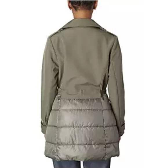 Trench Coat Nicole Miller Puffer Soft Shell Lower Body SAGE NWT - Picture 2 of 5